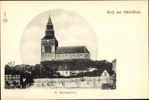 Ak Świdwin Schivelbein Pommern, St. Marien-Kirche
