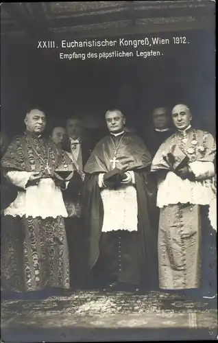 Foto Ak Wien, XXIII. Eucharistischer Kongress 1912, Empfang des päpstlichen Legaten