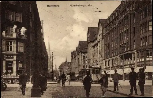 Ak Hamburg Mitte Altstadt, Mönckebergstraße, Tram, Passanten