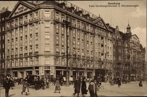 Ak Hamburg, Ecke Glockengießerwall und Mönckebergstraße, Hotel Berliner Hof