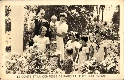 Ak Henri Philippe Pierre Marie d’Orléans, Comte de Paris, Comtesse, Enfants