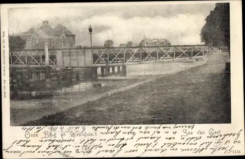 Ak Sas van Gent Zeeland, Oude Brug en Westsluis
