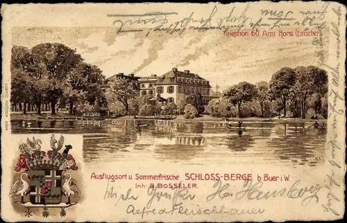 Wappen Litho Buer Gelsenkirchen im Ruhrgebiet, Schloss Berge