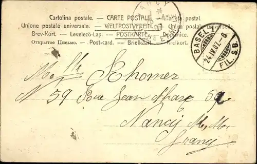 Ak Bâle Basel Stadt Schweiz, Clarastraße, Restaurant Warteck, Straßenbahn