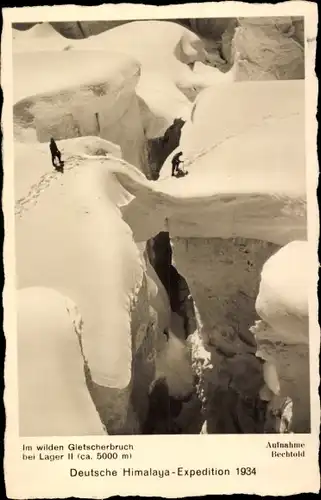 Ak Deutsche Himalaya Expedition 1934, Gletscherbruch bei Lager II