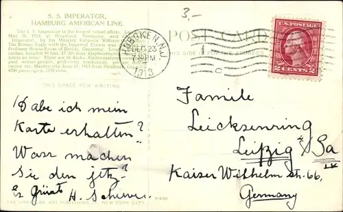 Ak Dampfer Imperator, HAPAG