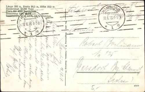 Ak HAPAG, Turbinen Schnelldampfer Imperator in Fahrt