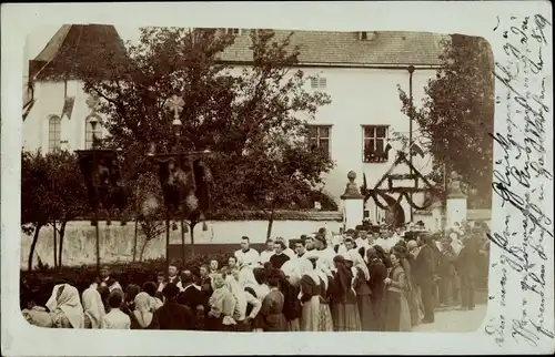 Ak Altenfelden in Oberösterreich, Wallfahrtskapelle Maria Poetsch, Pfarrer Franz Berger, Prozession