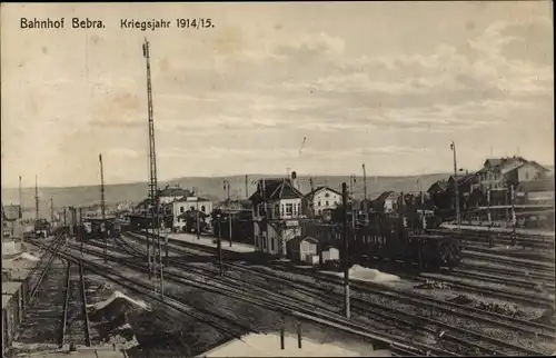 Ak Bebra an der Fulda Hessen, Bahnhof, Gleisseite, I. WK