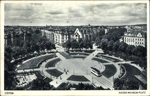 Ak Szczecin Stettin Pommern, Kaiser Wilhelm Platz, Straßenbahn