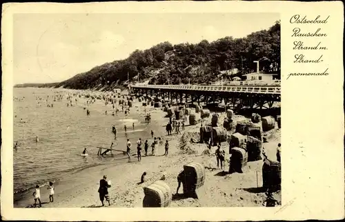 Ak Swetlogorsk Ostseebad Rauschen Ostpreußen, Strand, Strandpromenade