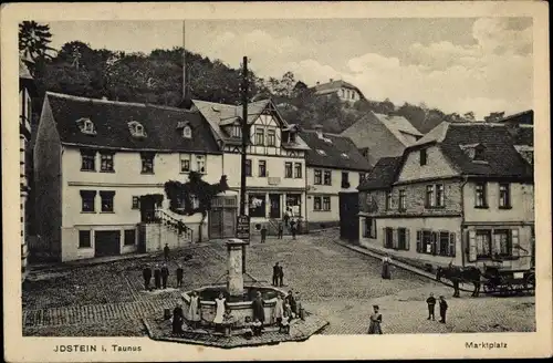 Ak Idstein im Taunus Hessen, Partie am Marktplatz, Brunnen