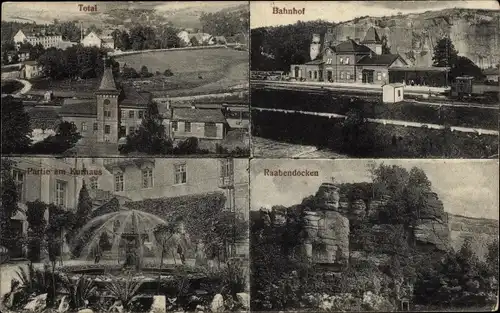 Ak Jerzmanice Zdrój Bad Hermsdorf Schlesien, Bahnhof, Raabendocken, Kurhaus