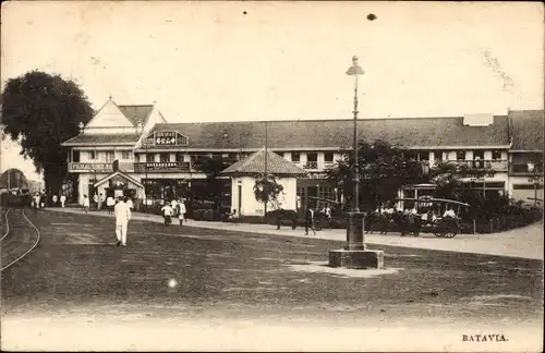 Ak Batavia Jakarta Java Indonesien, Straßenpartie