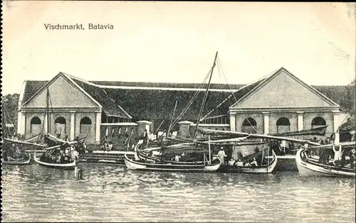 Ak Batavia Jakarta Java Indonesien, Fischmarkt