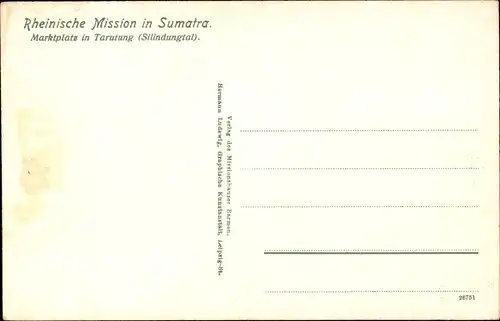 Ak Sumatra Indonesien, Rheinische Mission, Marktplatz in Tarutung, Silindungtal