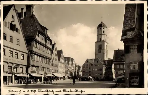 Ak Biberach an der Riß in Oberschwaben, Marktplatz, Martinskirche, Geschäfte