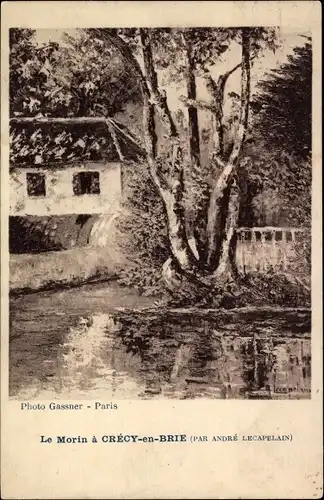 Ak Crecy en Brie Seine et Marne, Ortspartie, Baum