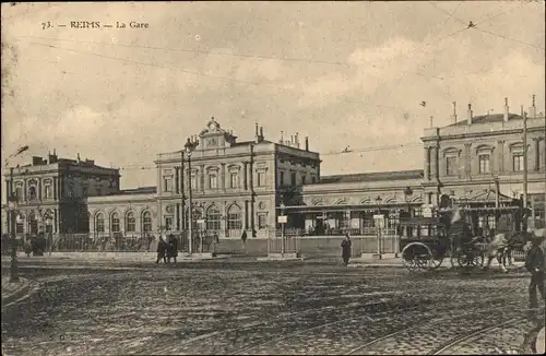 Ak Reims Marne, La Gare