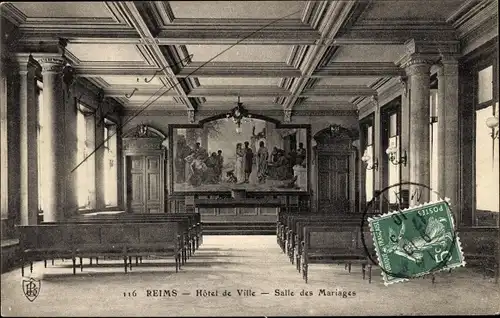 Ak Reims Marne, Hotel de Ville, Salle des Mariages