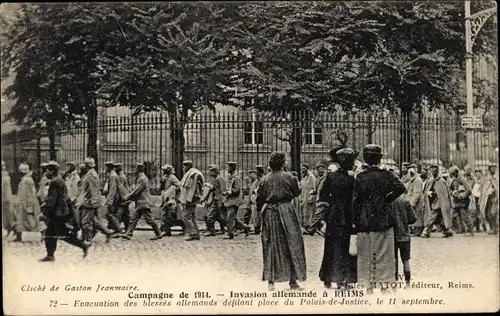 Ak Reims Marne, Campagne de 1914, Invasion allemande, Evacuation des blesses allemands