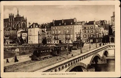 Ak Moyen Meurthe et Moselle, Pont et Quai Saint Louis