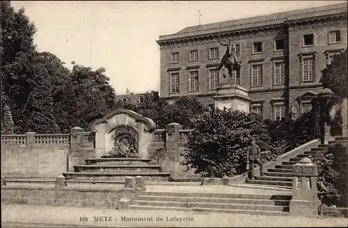 CPA Metz Moselle, Monument de Lafayette