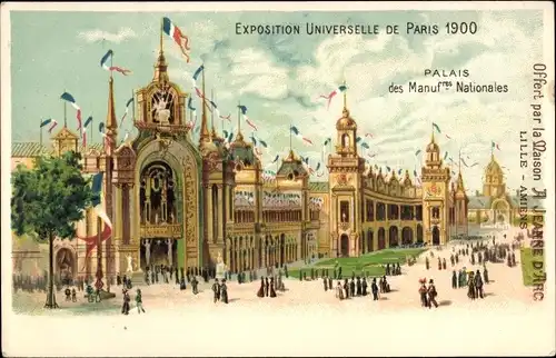 Litho Paris, Weltausstellung 1900, Palais des Manufactures Nationales