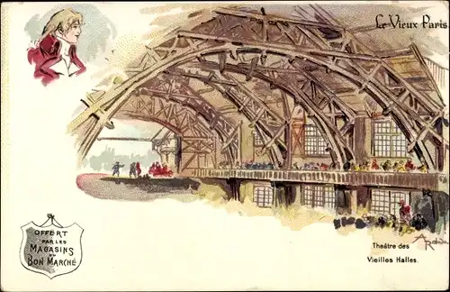 Künstler Litho Robida, Albert, Paris, Theater des Vieilles Halles