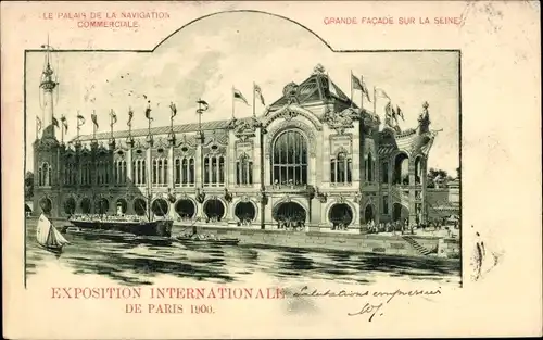 Litho Paris, Weltausstellung 1900, Palais de la Navigation Commerciale