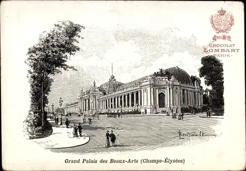Litho Paris VIII, Weltausstellung 1900, Champs Elysees, Grand Palais des Beaux Arts