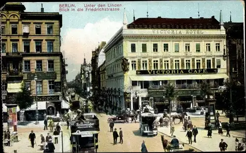 Ak Berlin Mitte, Unter den Linden, Friedrichstraße, Victoria Cafe