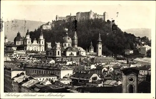 Ak Salzburg in Österreich, Altstadt vom Mönchsberg gesehen