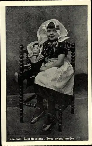 Ak Zuid Beveland Zeeland Niederlande, Mädchen in Volkstracht, Puppe