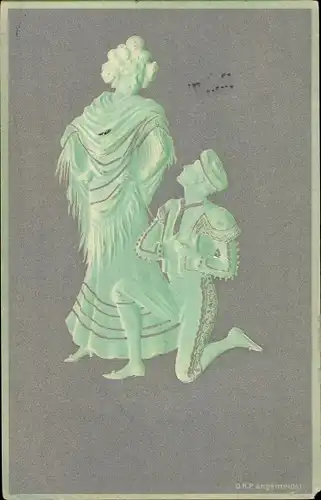 Präge Ak Mann kniet vor einer Frau, Liebespaar, Liebe