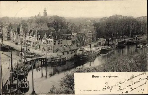 Ak Hoorn Nordholland Niederlande, Hafen, Vogelperspektive