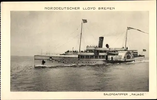 Ak Norddeutscher Lloyd Bremen, Salondampfer Najade, Nordseebäderdienst