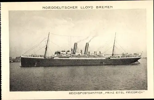 Ak Reichspostdampfer Prinz Eitel Friedrich, Norddeutscher Lloyd Bremen