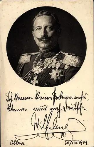 Ak Kaiser Wilhelm II., Ich kenne keine Parteien mehr, Zitat 1914