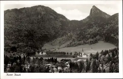 Ak Kreuth am Tegernsee Oberbayern, Gesamtansicht, Berge