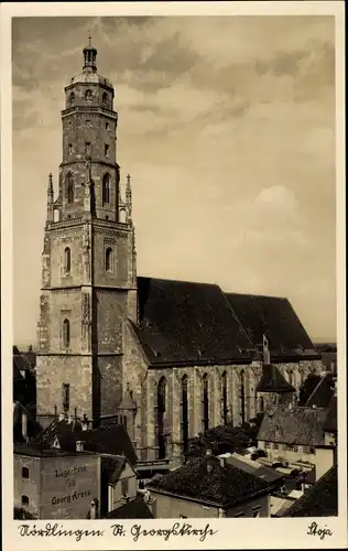 Ak Nördlingen im Nördlinger Ries Schwaben, St. Georgskirche, Lagerhaus