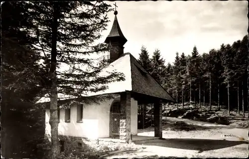 Ak Mummelsee Seebach im Schwarzwald Baden, Berghotel, Kapelle