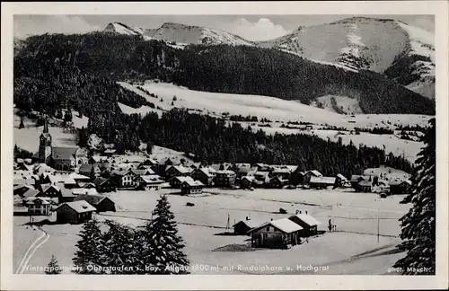 Ak Oberstaufen im Oberallgäu, Winteransicht, Rindalphorn und Hochgrat