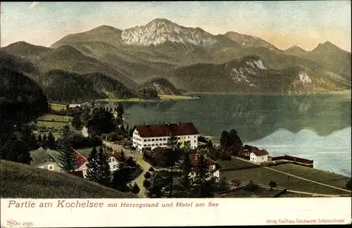 Ak Kochel am See in Oberbayern, Herzogstand, Hotel am See, Kochelsee