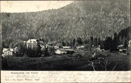 Ak Niedernfels Marquartstein in Oberbayern, Keller, Ortsansicht