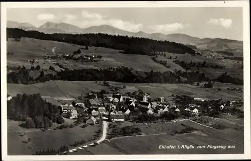 Ak Ellhofen Weiler Simmerberg im Allgäu, Fliegeraufnahme