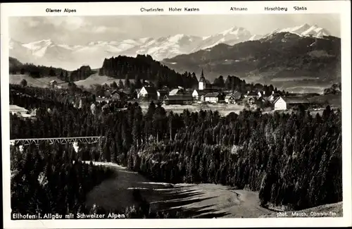 Ak Ellhofen Weiler Simmerberg im Allgäu, Panorama