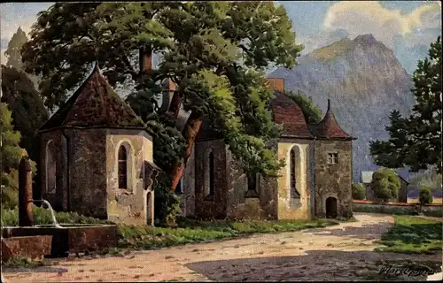 Künstler Ak Marschall, V., Oberstdorf im Oberallgäu, Kapelle St. Loretto