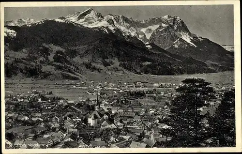 Ak Garmisch Partenkirchen in Oberbayern, Gesamtansicht, Alpsitze, Höllental, Waxensteine, Zugspitze