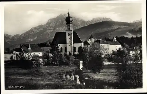 Ak Höglwörth Anger im Rupertiwinkel Oberbayern, Teilansicht, Kirche